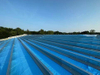 2025 Storage Expansion Warehouse Gable Trim Applied to the Completed Roof Slope Insulation Liner Added to Unfinished Roof Slope