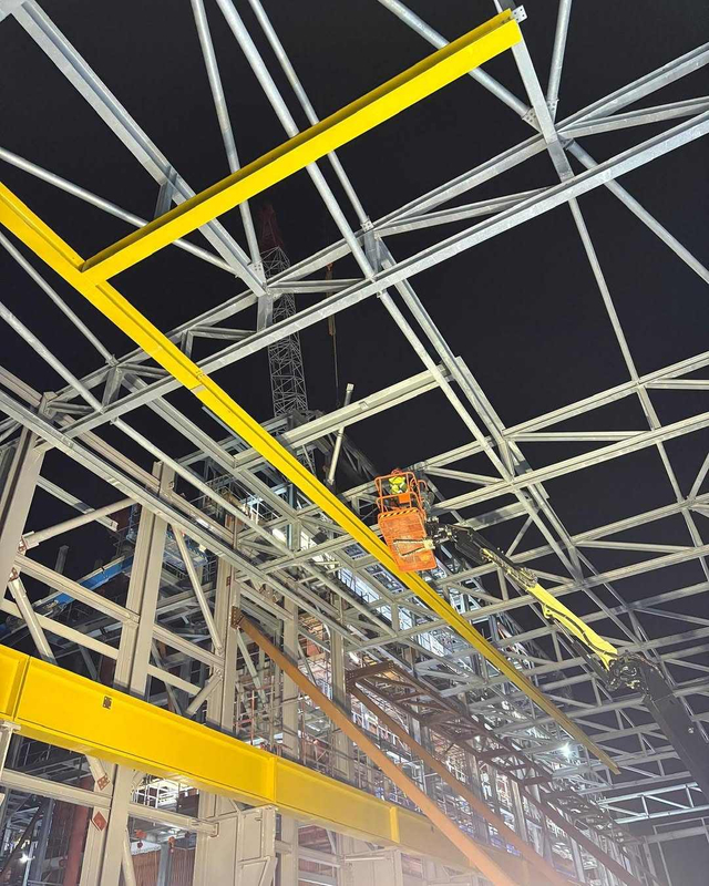 2025 Project Update Saw Some of the Lads Working on the Night Shift Hard at Work Installing Crane Beams Working for Steel