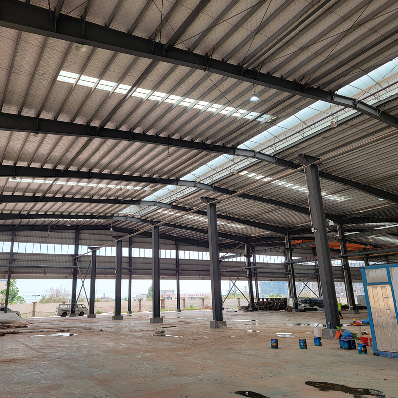 Metal Frame Construction Warehouse Prefabricated Steel Structure Building Prefab Workshop with Canopy