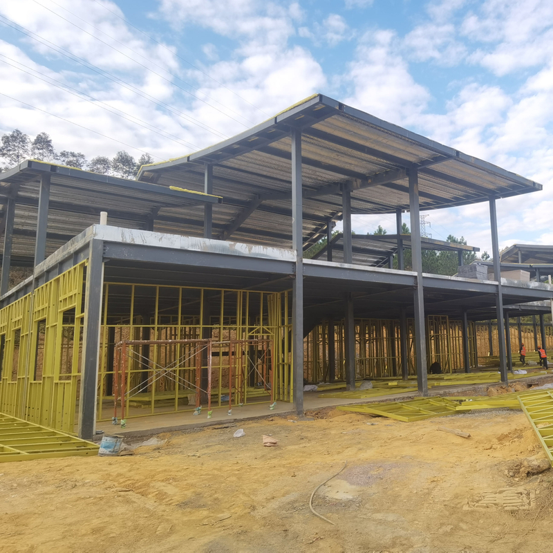 Two-Story Steel Structure Tourist Center Metal Frame Building Construction
