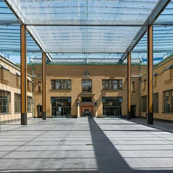 2025 the Garden Hall of Kunstmuseum Pleasant Meeting Space for Visitors Abstract Glass Roof 28x40m Rests Surrounding Buildings
