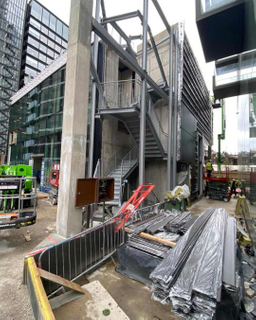 2025 Steel Structure Office Building Workshop Steelstructure Industrialdesign Steel Frame Tricky Staircase Installation