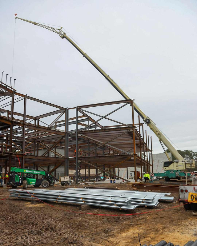 2025 More Steel Is Being Erected at the Hilton Head Island High School Job Site. the Second Building Has Really Taken Shape