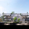 2025 Office Building Designed Metal Structure With Many Openings Sunshades Greenery Internal Square Lowered in Street Workspace