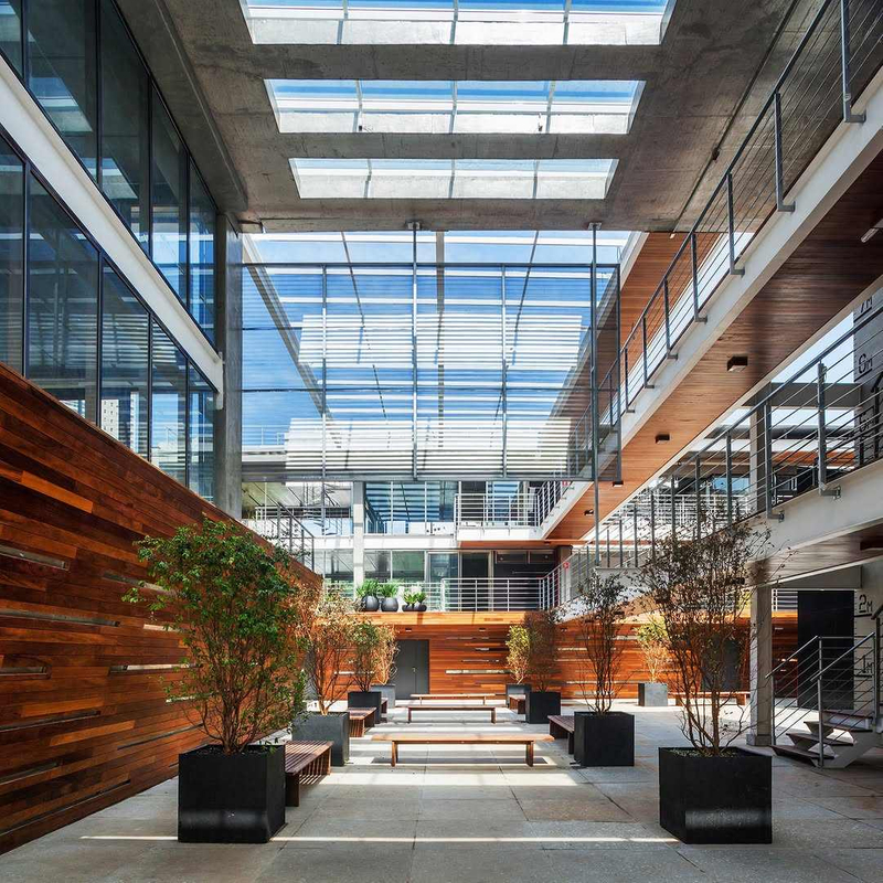 2025 Steel Offices Building Besides Closed Areas Generous Porched Spaces Outdoor Meeting Private Gardens Common Spaces Companies