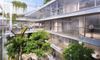 2025 Office Building Designed Metal Structure With Many Openings Sunshades Greenery Internal Square Lowered in Street Workspace