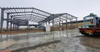2025 Purlin Installation on Rafters 2 Span, 2 Floors, 50 Meters Wide Steel Frame Warehouse Steel Frame Installation in Progress