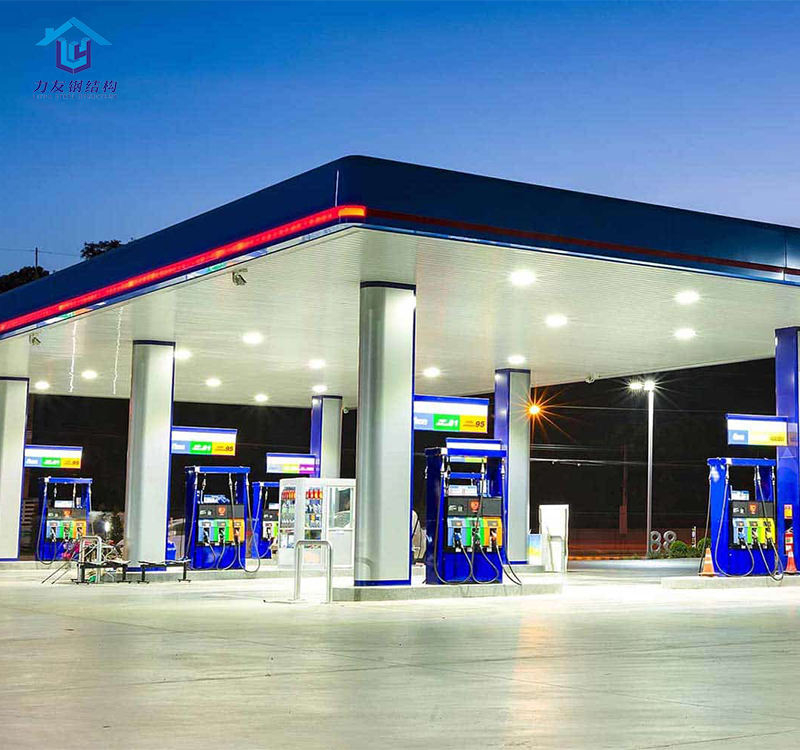 High Strength Truss Structure Steel Building Shell Gas Station with Canopy
