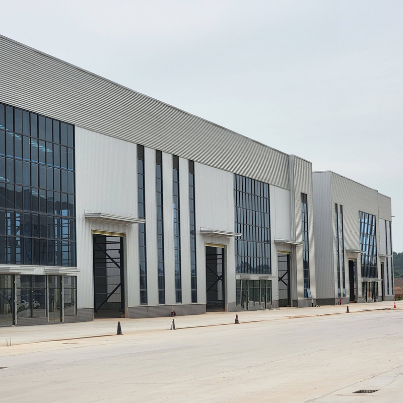 Prefabricated China H Steel Structure Warehouse Large Span Workshop Custom Office Building Factory with Glass Wall