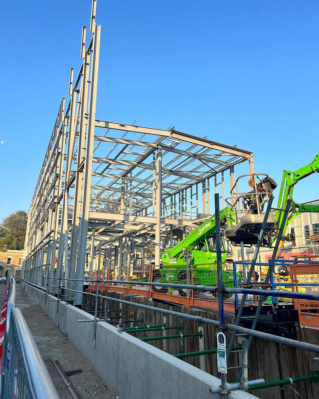 2025 Project Update Ongoing Work at Our Camberwell, London Site. Using the 360 Merlo Rotating Telehandler for Steel Erection